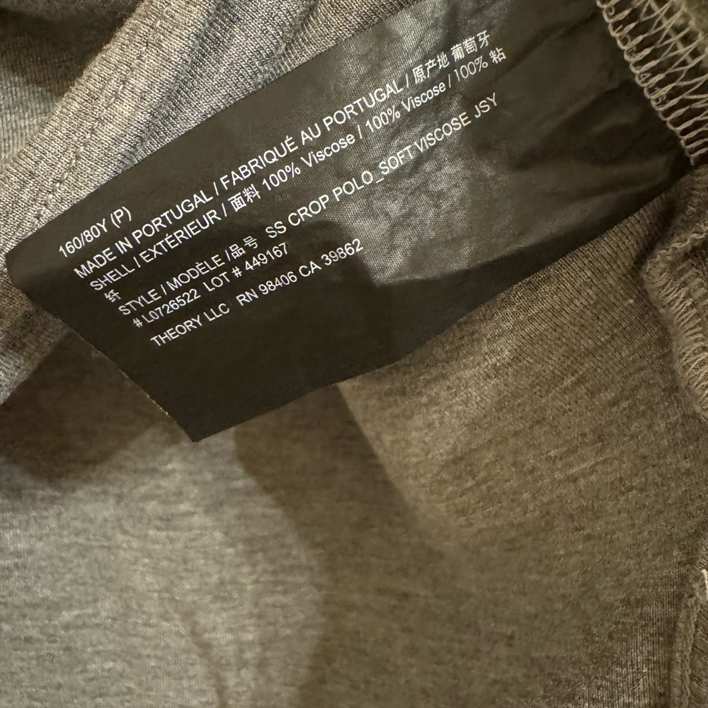 Theory Women’s Short Sleeve Crop Polo Shirt Tee Top Soft Viscose Jersey Grey P - Picture 6 of 11